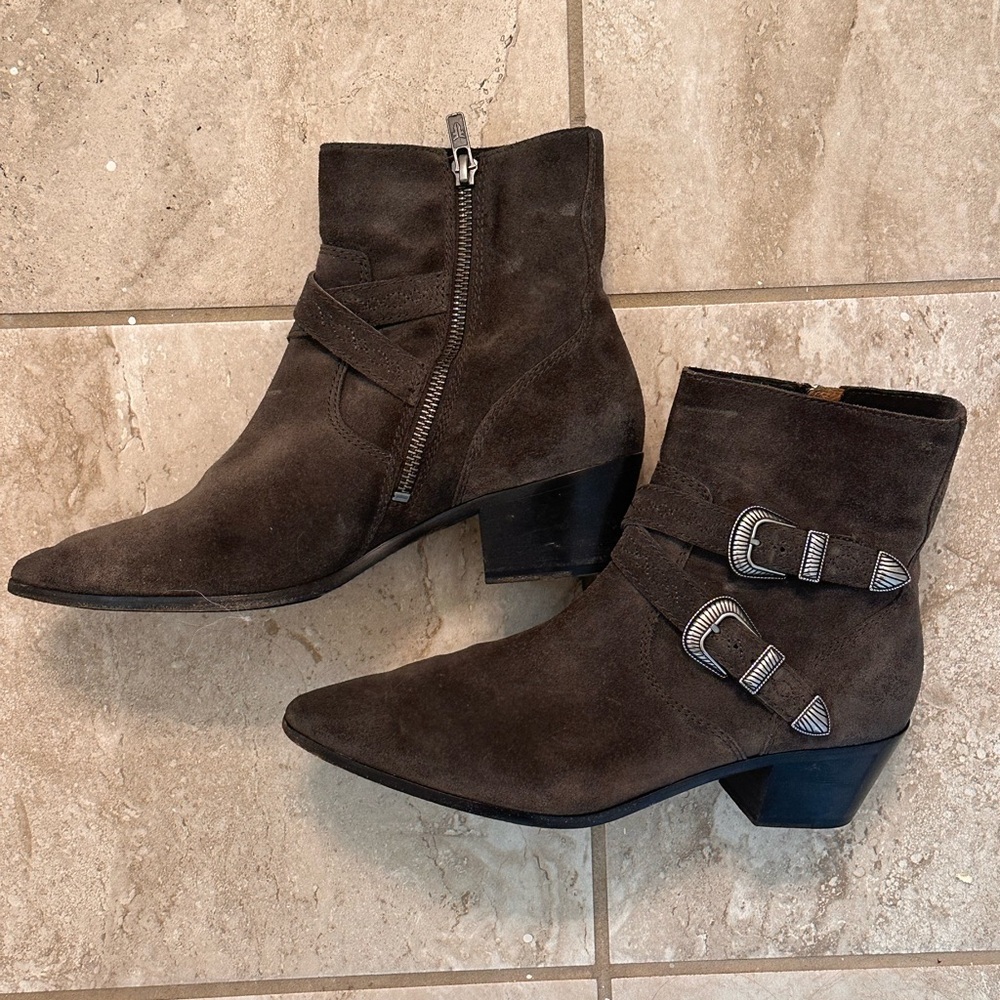 Frye Brown Ankle Boots with Suede Finish